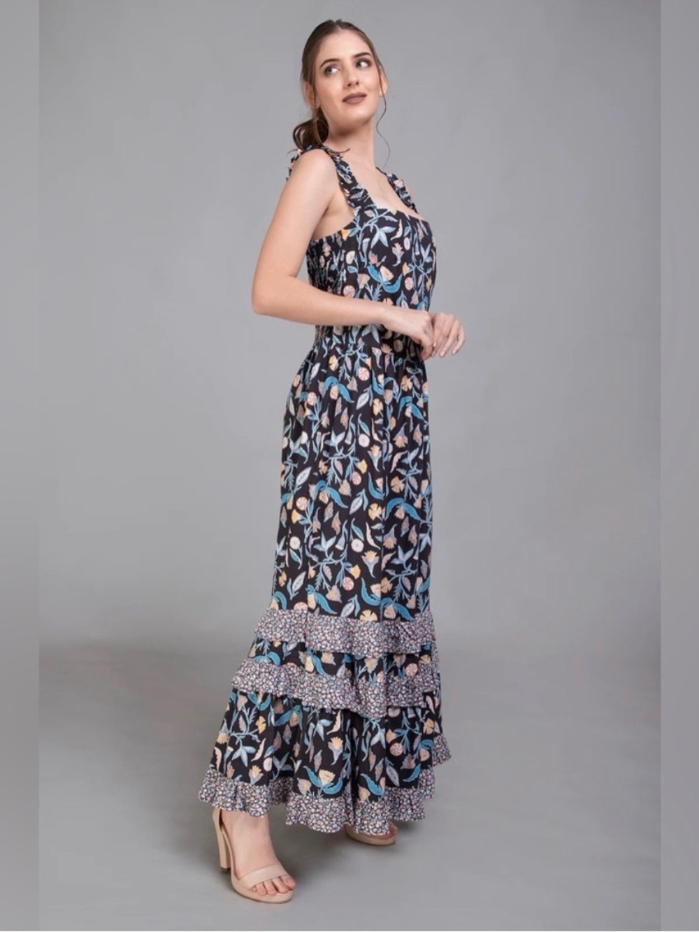 UNIVERSAL THREAD | Floral Ruffle Cotton Blend Midi Sundress